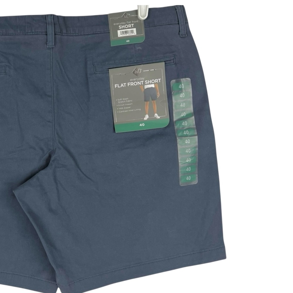 Member's Mark Men's Everyday Stretch Flat Front Blue Shorts Size 40 NWT Pockets - Picture 4 of 11